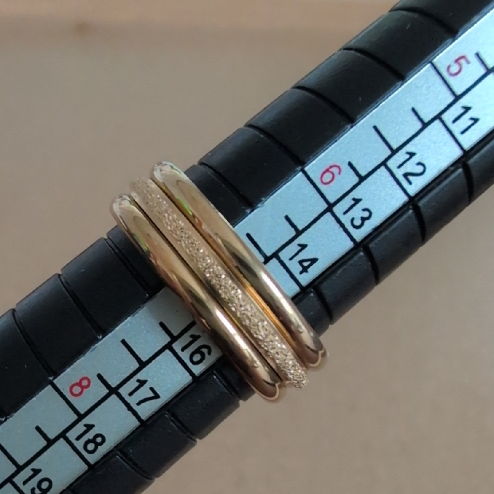 Stainless Steel Chic Gold-Tone Triple Band Ring